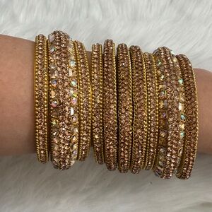 Elegant Gold and Brown Bangle Set